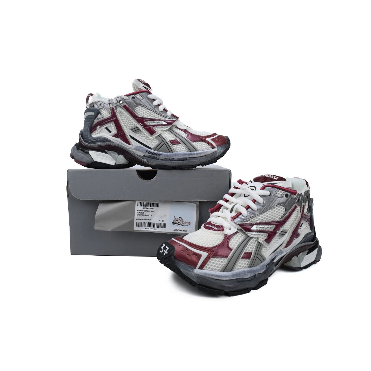 Balenciaga Burgundy and White runners