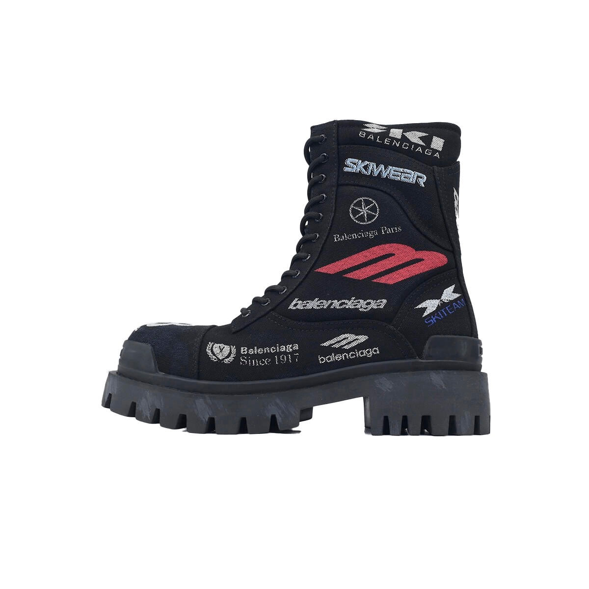 Balenciaga Black Print Strike boots