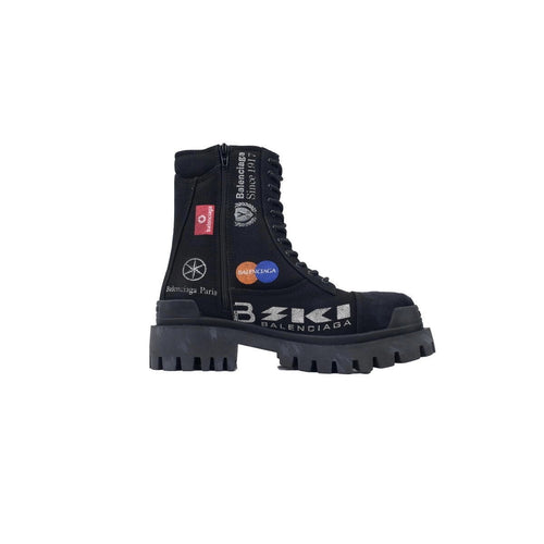 Balenciaga Black Print Strike boots