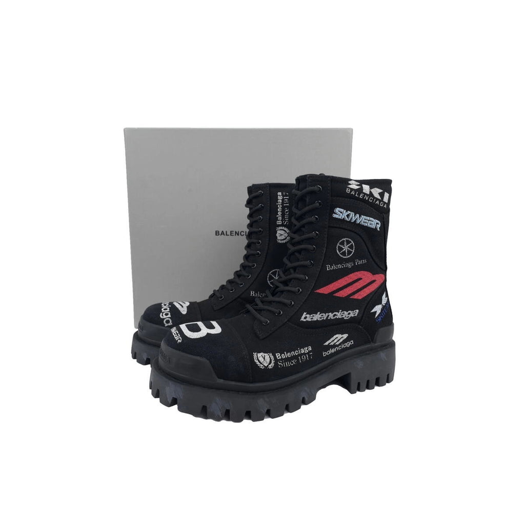 Balenciaga Black Print Strike boots