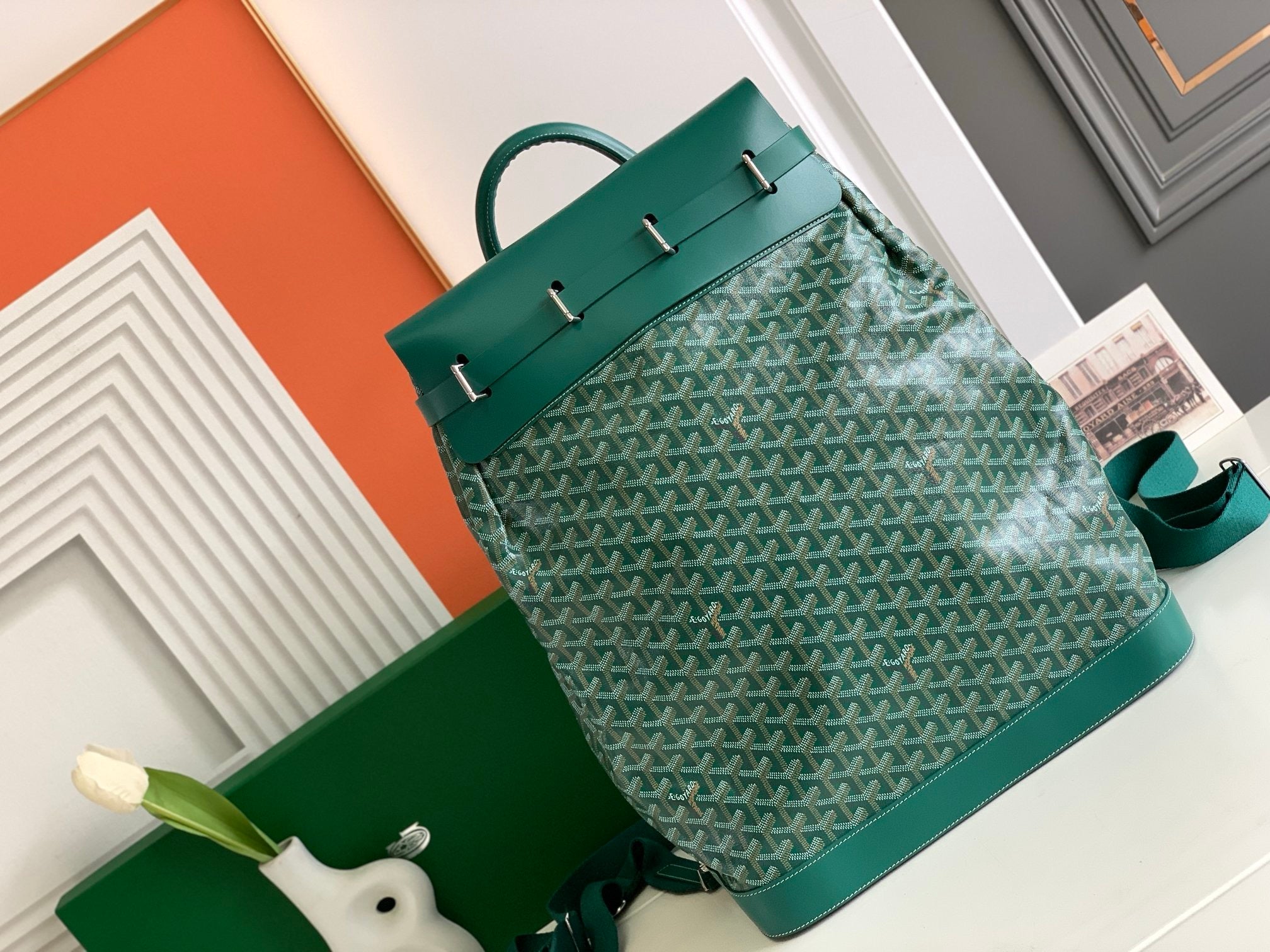Goyard green backpack