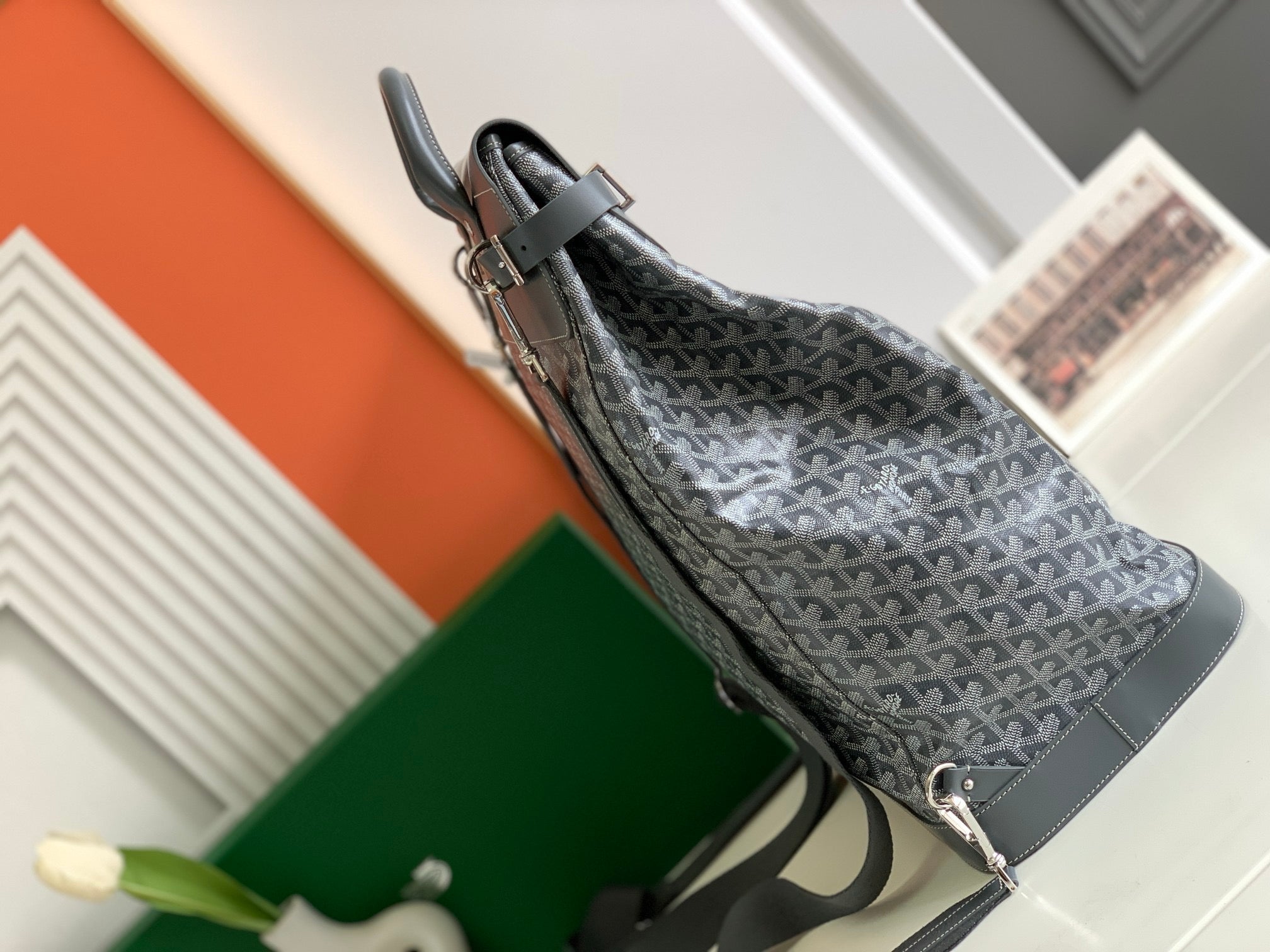 Goyard gray backpack