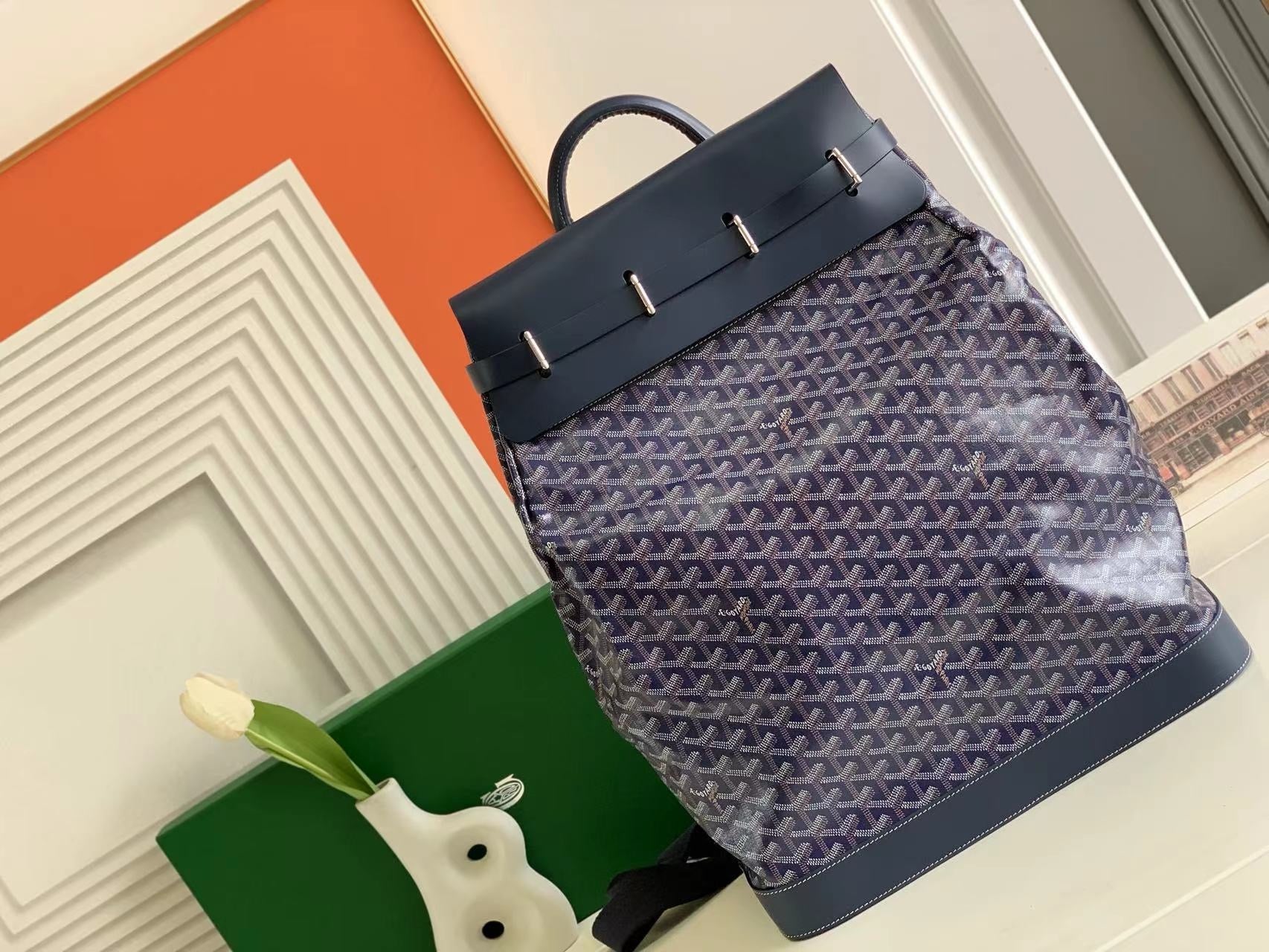 Goyard navy blue backpack