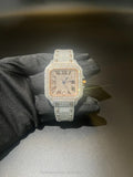 Iced out Cartier rose gold roman numerals