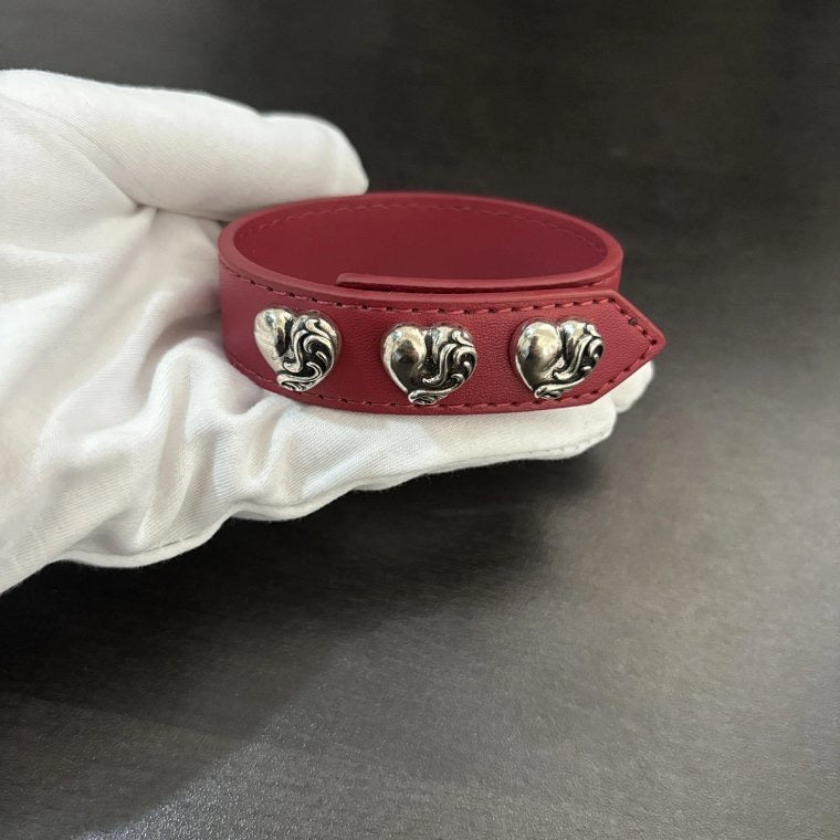 Chrome hearts red leather bracelet