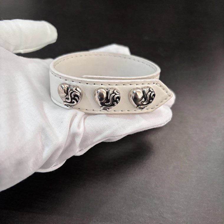 Chrome hearts white leather bracelet