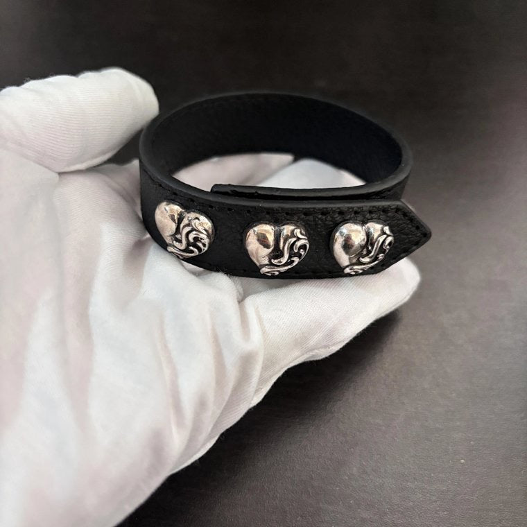 Chrome hearts black leather bracelet